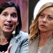 Due foto affiancate della segretaria del Pd Elly Schlein e della presidente del Consiglio GIorgia Meloni