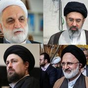 A partire dall'alto, a sinistra, e in senso orario: Gholam-Hossein Mohseni-Eje'i, Mojtaba Khamenei, Hassan Khomeini e Seyyed Ali Asghar Hejazi