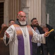 Il cardinale Dominique Joseph Mathieu, arcivescovo di Teheran‑Ispahan, nella basilica di Santa Croce in Gerusalemme