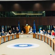 Un incontro dei leader dell'Unione europea presso il Palais d'Egmont a Bruxelles