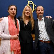 Catherine Birmingham e Nathan Trevallion, i genitori della ''famiglia nel bosco'', con la presidente della Commissione infanzia Michela Vittoria Brambilla