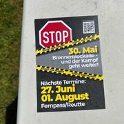 Volantino di avviso del blocco del Brennero per la manifestazione ambientalista su territorio austriaco / ANSA