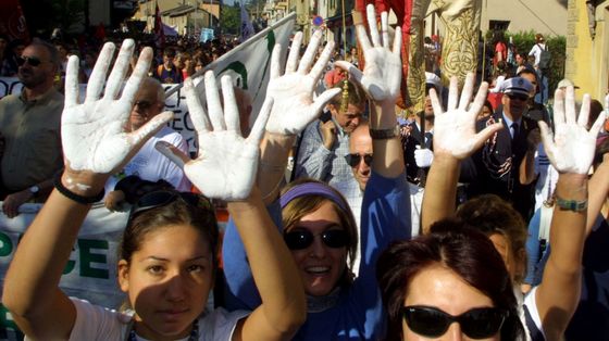 Un momento dell'ultima Marcia Perugia-Assisi