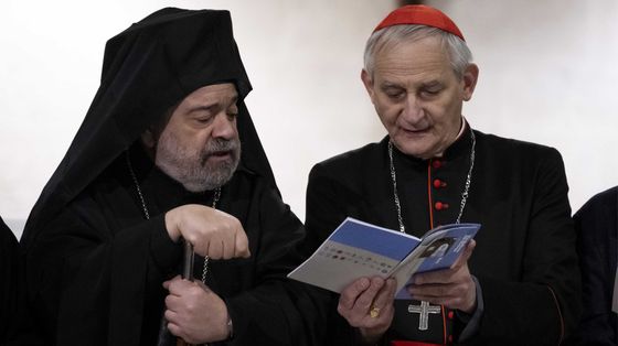 Zuppi assieme a Polykarpos, metropolita d'Italia ed esarca dell'Europa Meridionale, al recente Simposio delle Chiese cristiane che sono in Italia