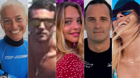 Nella combo, da sinistra Monica Montefalcone, Federico Gualtieri, Giorgia Sommacal, Gianluca Benedetti e Muriel Oddenino, morti in un'immersione alle Maldive