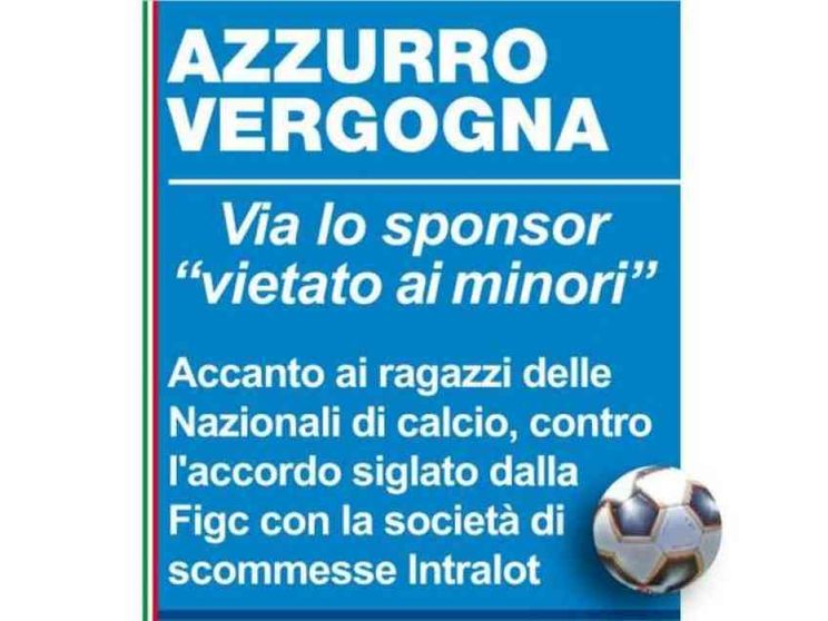 Azzurro vergogna, via lo sponsor «vietato ai minori»
