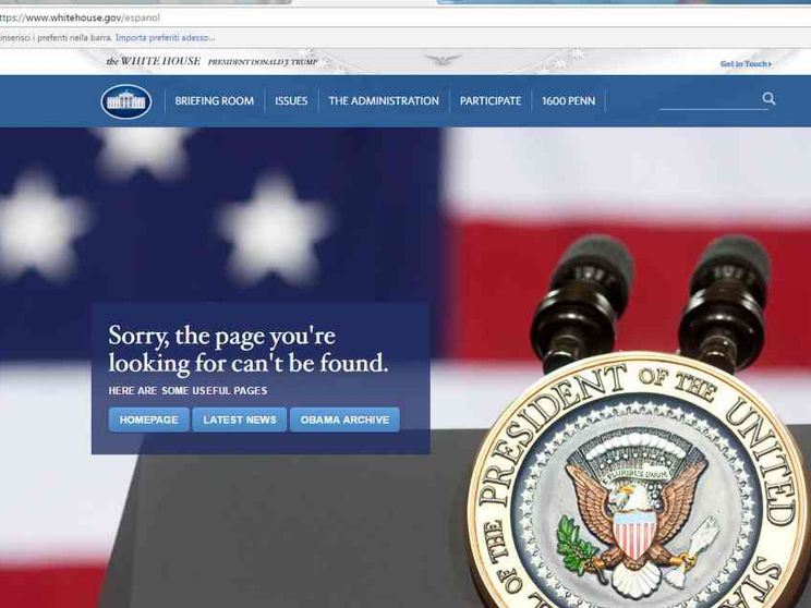 Trump «oscura» il sito in spagnolo della Casa Bianca