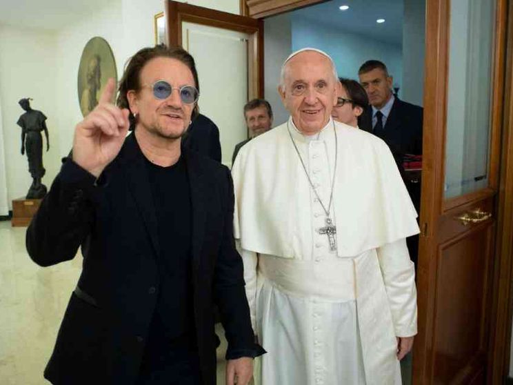 Bono Vox (U2) da papa Francesco, sostegno a Scholas Occurrentes