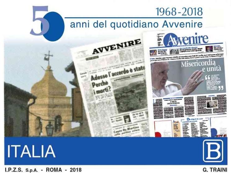 Ecco il francobollo che celebra i 50 anni di Avvenire
