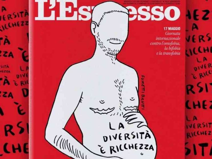 Espresso, copertina-choc sull'uomo «incinto»
