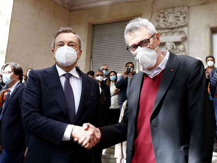 Draghi alla Cgil, incontro con Landini