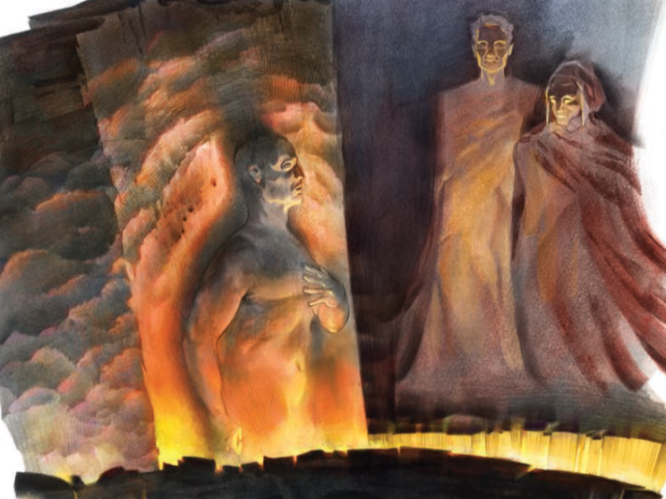 Con Dante sulle scale di una drogheria di Bergamo