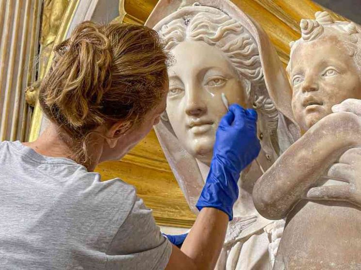 Restaurata la Madonna del parto di Sansovino