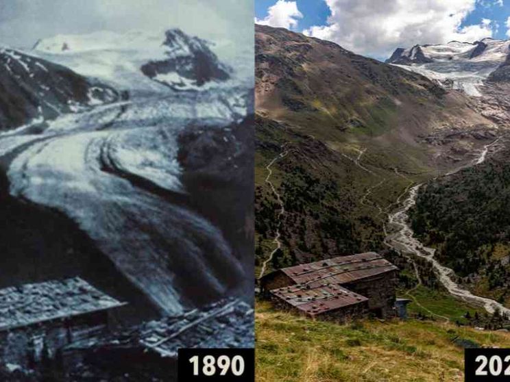 I ghiacciai delle Alpi sempre più sottili. Le immagini a confronto