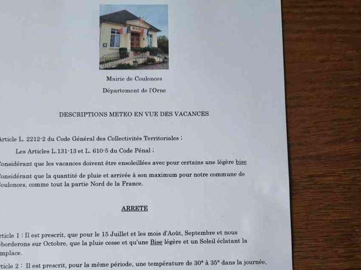 Bel tempo per legge in Normandia: l'ordinanza del sindaco di Coulonces