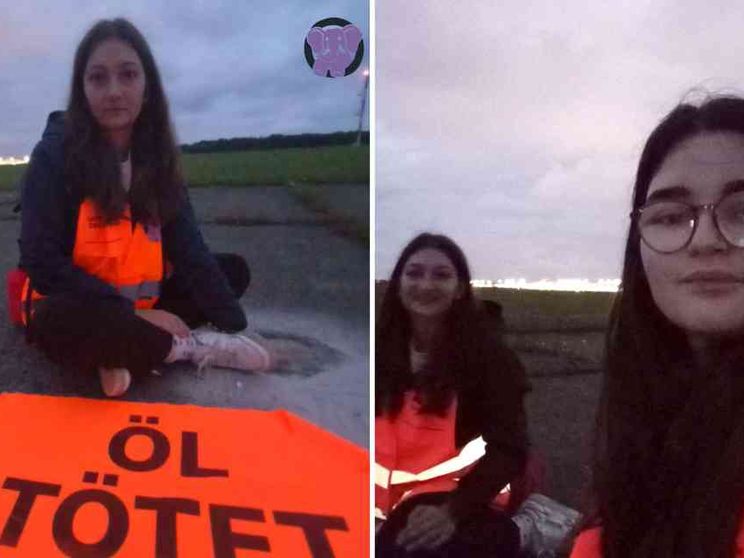 Gli attivisti del clima incollati alle piste. E l'aeroporto va in tilt