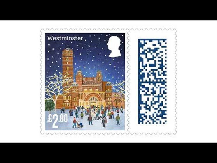 La Cattedrale di Westminster nei francobolli inglesi per il Natale