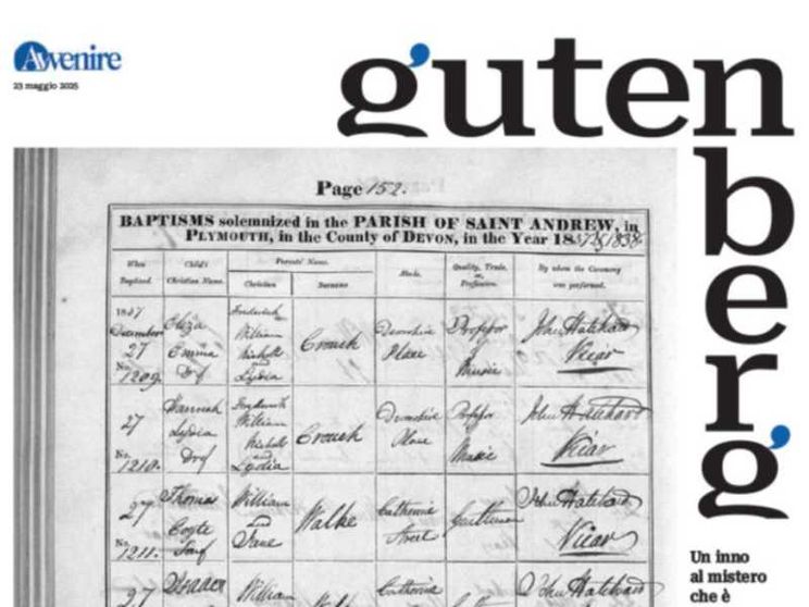 Gutenberg del 23 maggio si chiede: che cos'è un nome?