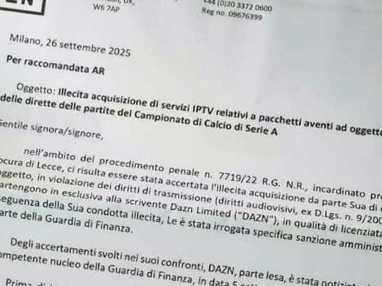 Le lettere di Dazn mettono in fuorigioco la pirateria del calcio