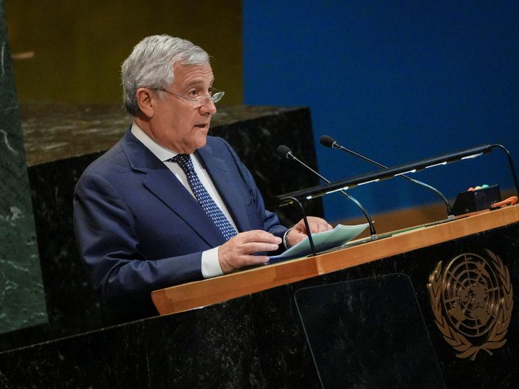 Il ministro degli Esteri Antonio Tajani parla all'Onu