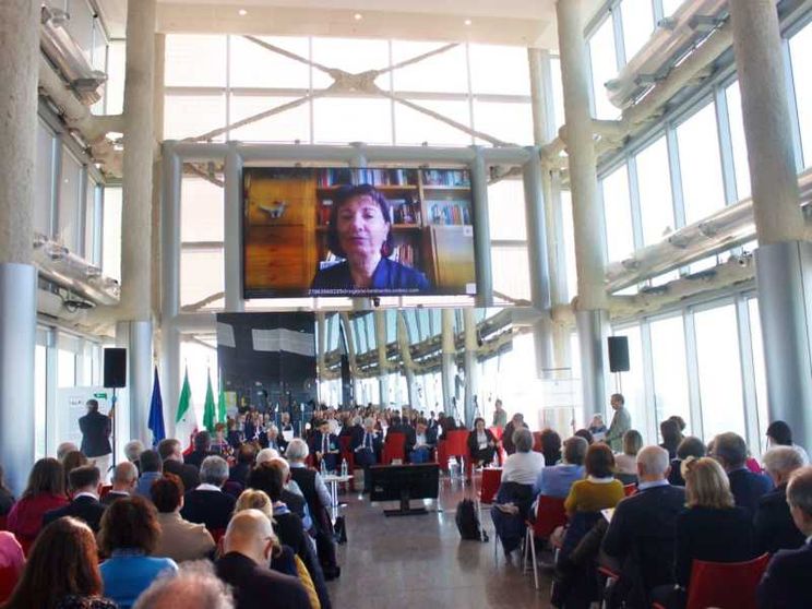 L'intervento della ministra per la Famiglia Eugenia Roccella alla Biennale dell'accoglienza in corso a Milano