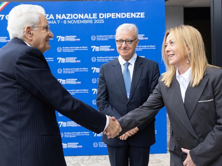 Il presidente della Repubblica, Sergio Mattarella, durante la Conferenza nazionale sulle dipendenze. Ansa/Riccardo Antimiani