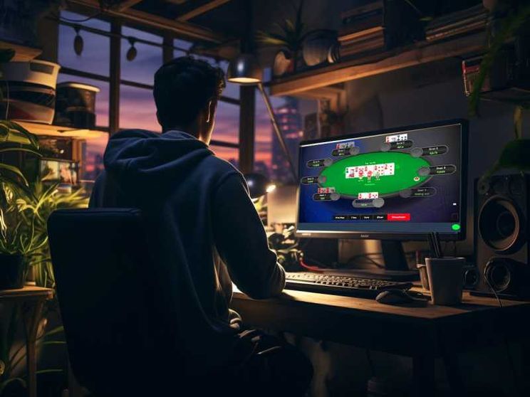 Un giovane alle prese con il poker online. Foto d'archvio