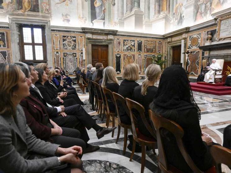 Il Papa durante l'udienza coi partecipanti al convegno promosso dalla Fondazione Child / Osservatore Romano