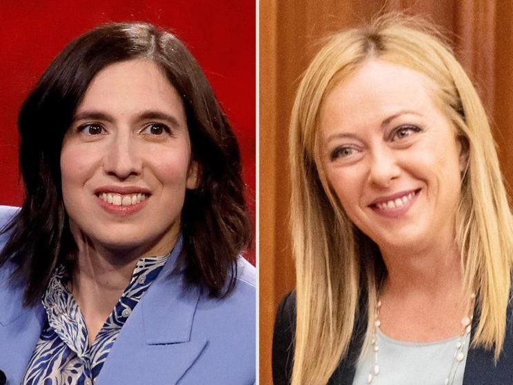 Nella foto sono ritratte la segretaria del Pd Elly Schlein e la premier Giorgia Meloni, leader di FdI