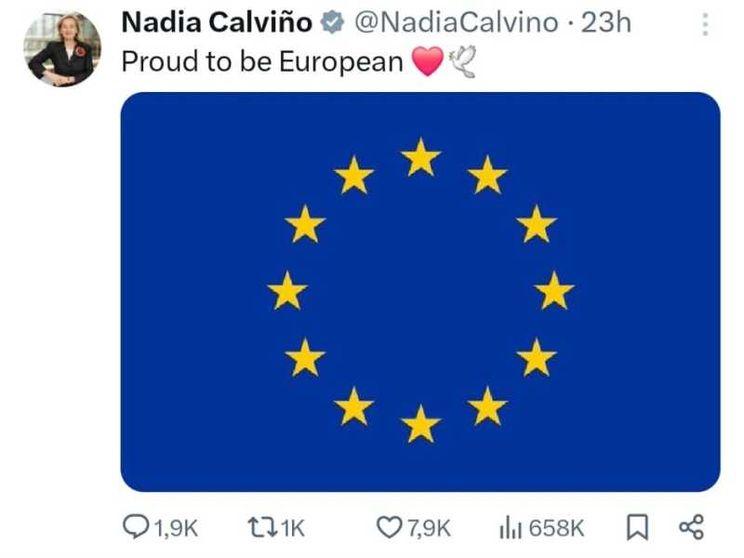 Il post su X della presidente della Bei, Nadia Calvino