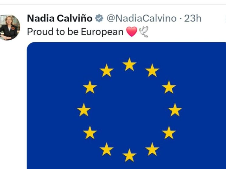 Il post su X della presidente della Bei, Nadia Calvino