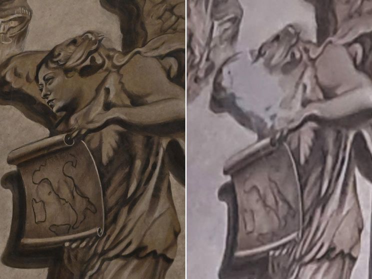 Rimosso il volto che somigliava a Meloni da San Lorenzo in Lucina a Roma