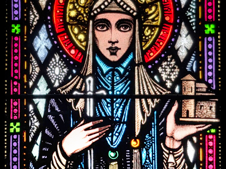 Harry Clarke, “Santa Brigida”, vetrata. Ballinrobe, chiesa di Santa Maria / WikiCommons
