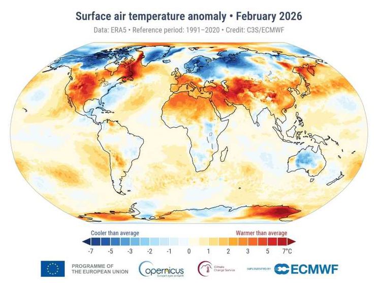 Clima, è stato un altro febbraio caldo a livello globale: è il quinto di sempre