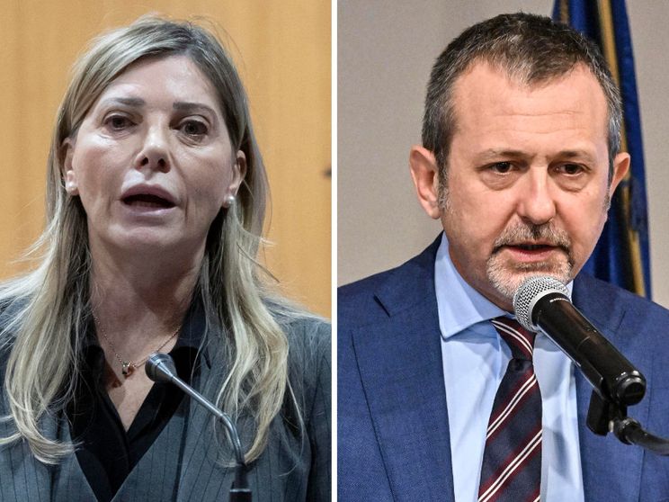 Nella combo, il capo di gabinetto del ministero della Giustizia Giusi Bartolozzi (S) e il sottosegretario Andrea Delmastro. Foto ANSA