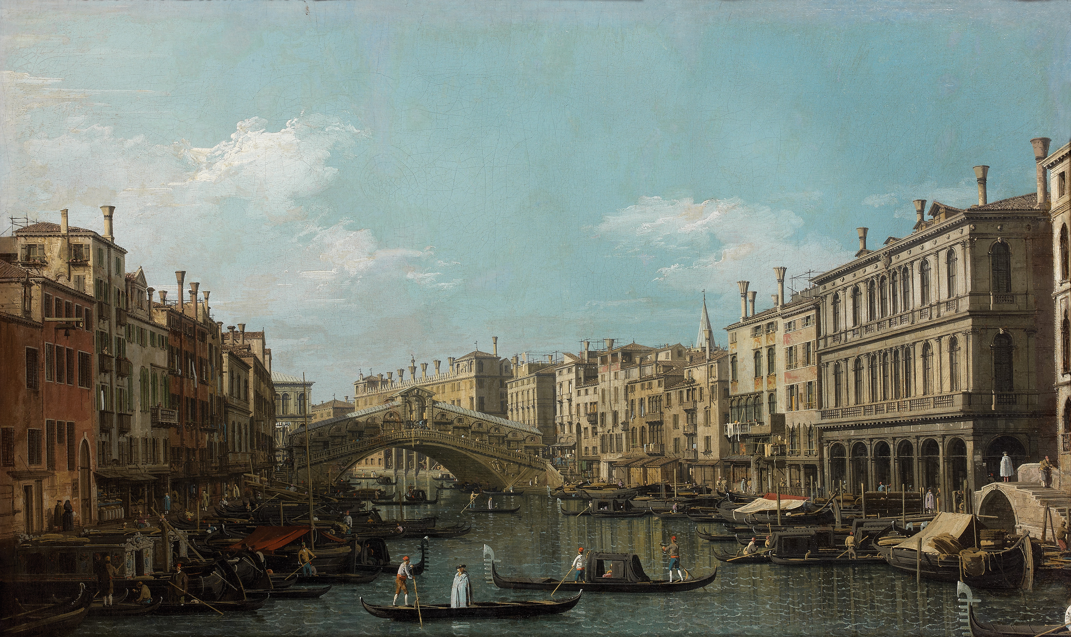 Canaletto, 'Il Canal Grande con il Ponte di Rialto da sud, Venezia', 1740 circa, olio su tela. Parigi, Institut de France, Musée Jacquemart André ( Culturespaces - Musée Jacquemart André)