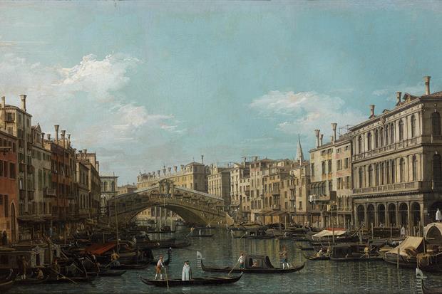 Canaletto, 'Il Canal Grande con il Ponte di Rialto da sud, Venezia', 1740 circa, olio su tela. Parigi, Institut de France, Musée Jacquemart André ( Culturespaces - Musée Jacquemart André)