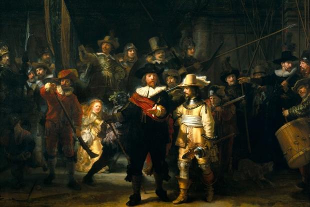 Rembrandt, Ronda di notte (olio su tela, 1640-1642, Rijksmuseum, Amsterdam)