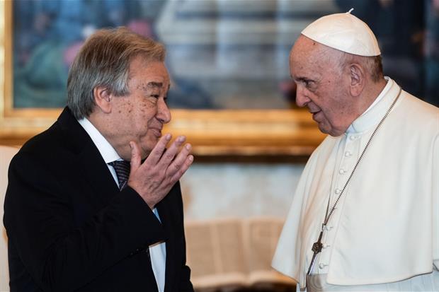 Il segretario Onu, Antonio Guterres da papa Francesco