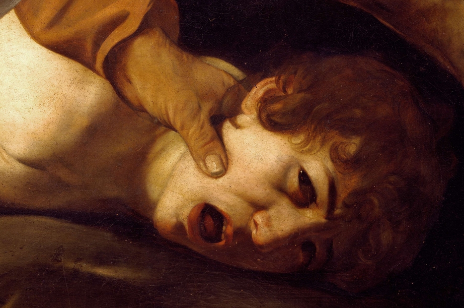 Particolare dal “Sacrificio di Isacco” di Caravaggio. Firenze, Gallerie degli Uffizi