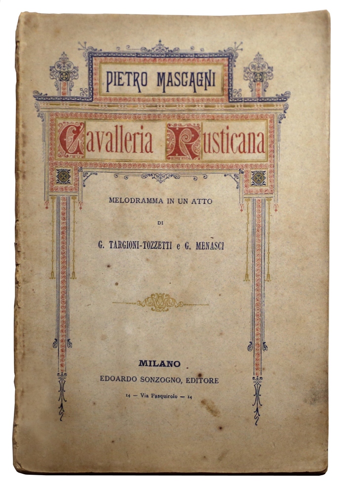 Il primo libretto di “Cavalleria rusticana” che ha debuttato nel 1890