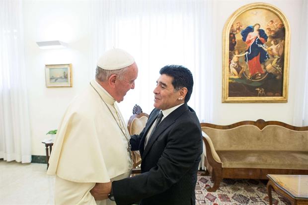 Maradona con papa Francesco il 4 settembre 2014