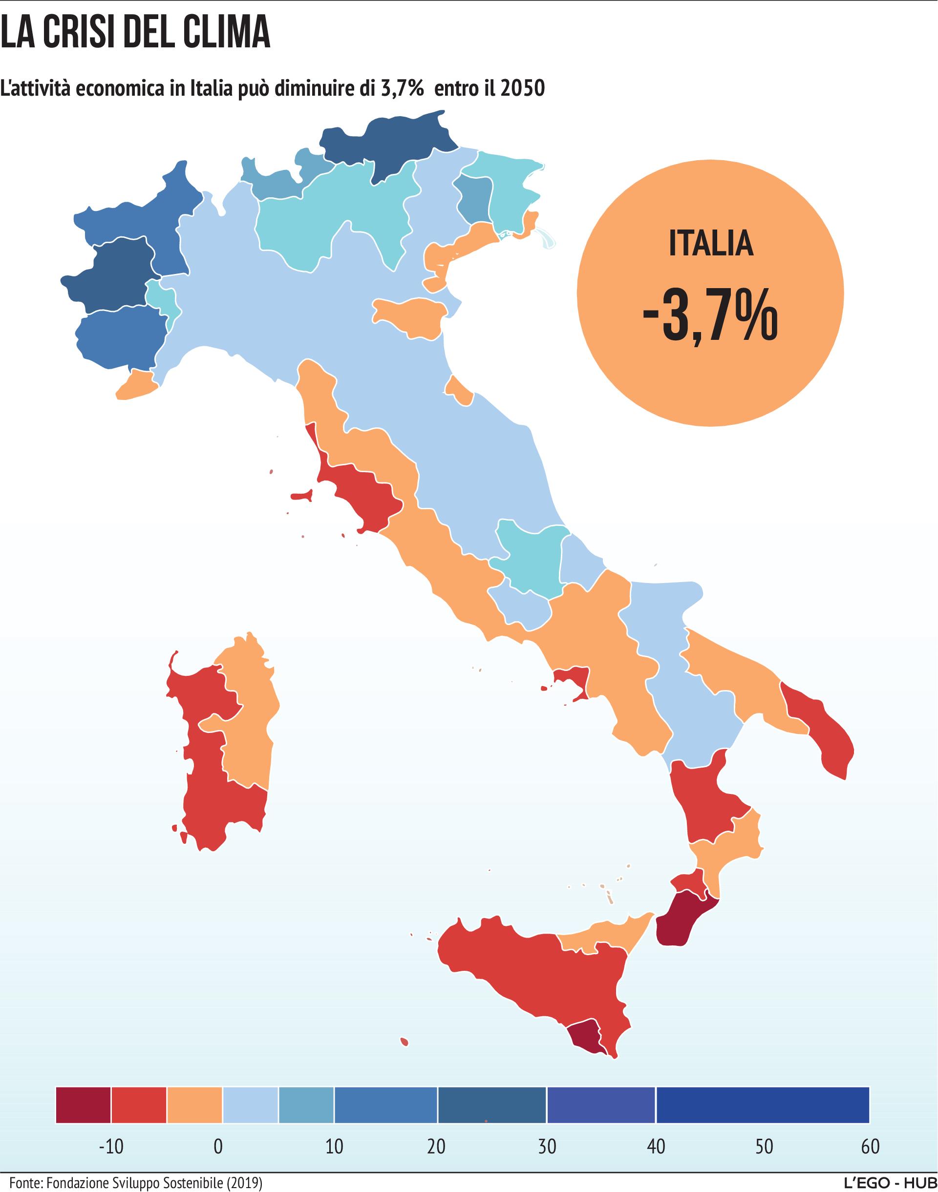 Italia, con la crisi climatica alcune regioni più povere