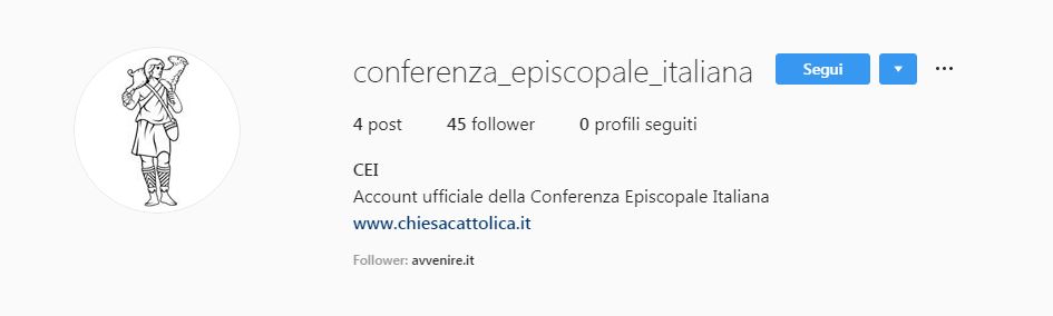L'account Instagram della Conferenza Episcopale Italiana