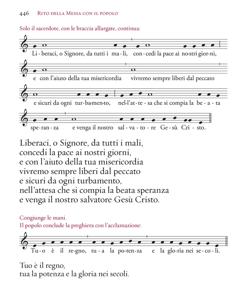 Una pagina tratta dal nuovo Messale Romano in italiano