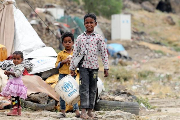 Bambini yemeniti in un campo per rifugiati interni fuori Sanaa ' Luglio 2019