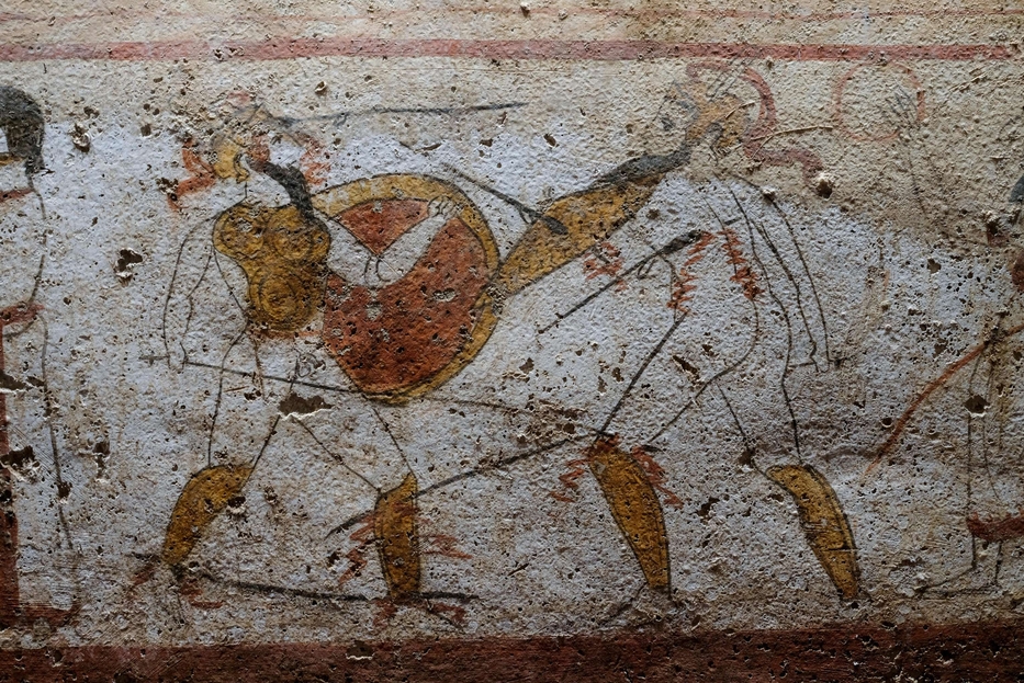 Gladiatori in una lastra dipinta dalla necropoli del Gaudo