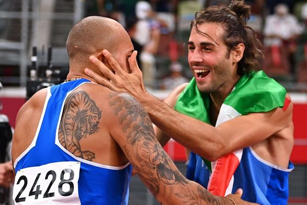 I due atleti italiani oro alle olimpiadi: Jacobs e Tamberi (a destra)