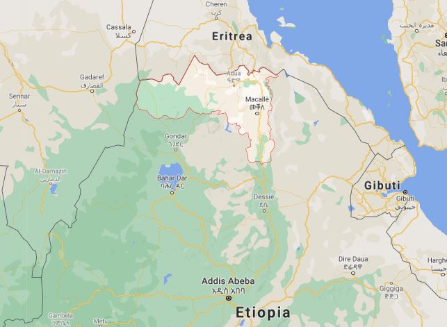 In rosso, la regione etiope del Tigrai dove sono stati trovati morti tre cooperanti di Medici senza frontiere