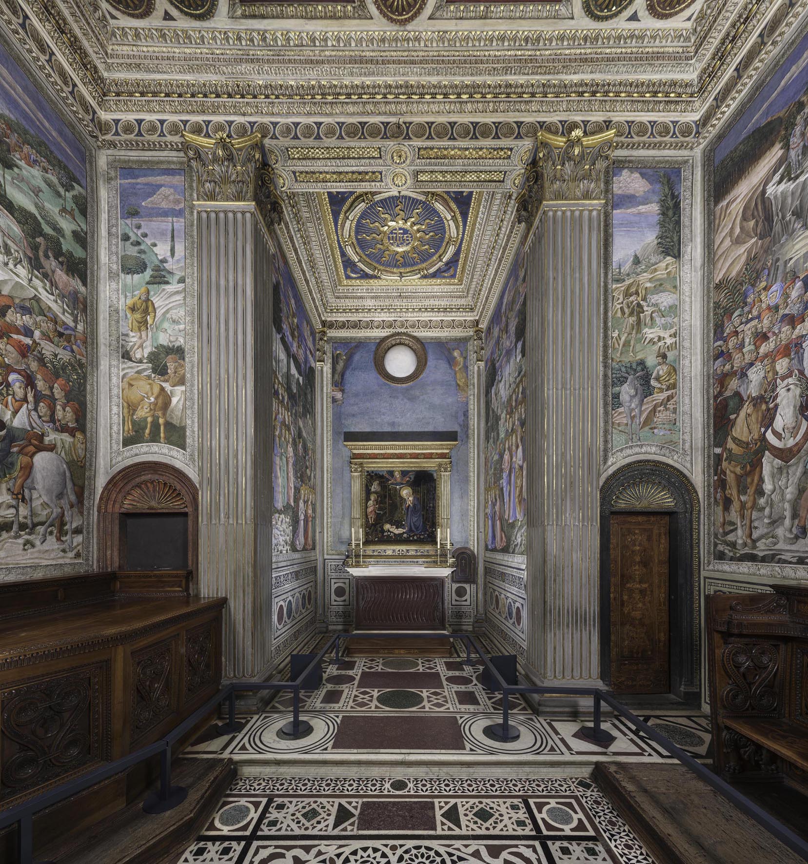 Veduta panoramica della Cappella dei Magi in Palazzo Medici Riccardi, a Firenze